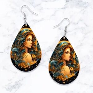 NWT Mystical Zodiac Aquarius on a Teardrop Shaped Pierced Earring!